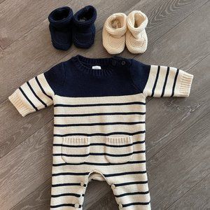 Baby Gap Brannan Stripe One-Piece + 2 sets of booties (0-3 months)